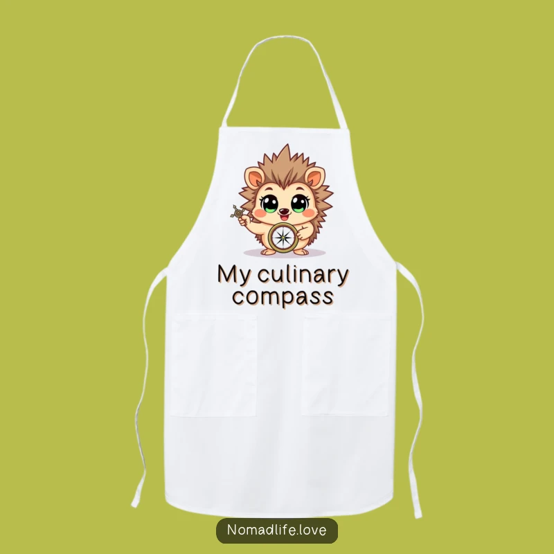 Funny Hedgehog Compass Chef Apron: Cook and Explore with Hilarious Flair