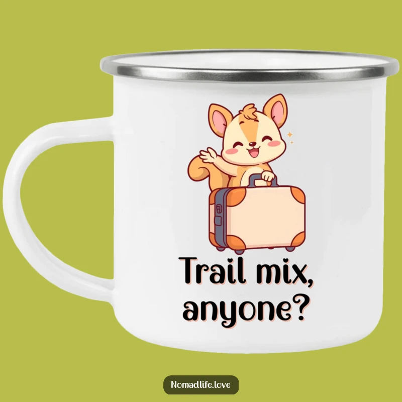 Funny Squirrel Suitcase Camping Mug: Wiggling Character for Outdoors & Funny Gift