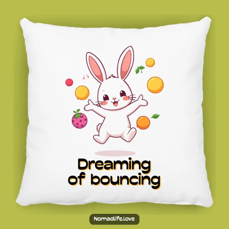 Funny Bunny Juggling Pillow: Cozy Comfort with Fruity Fun
