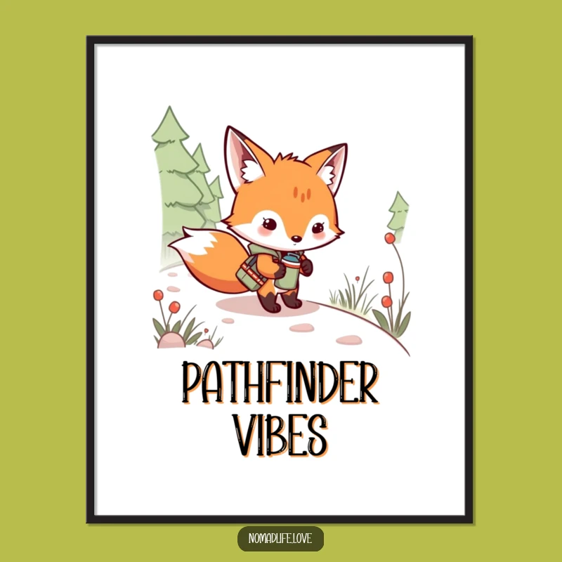 Funny Fox Kit Art Print: Hilarious Woodland Explorer Wall Decor Gift