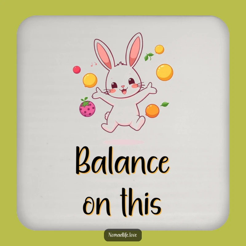 Funny Bunny Juggling Coasters: Protect Surfaces with Fruitful Humor