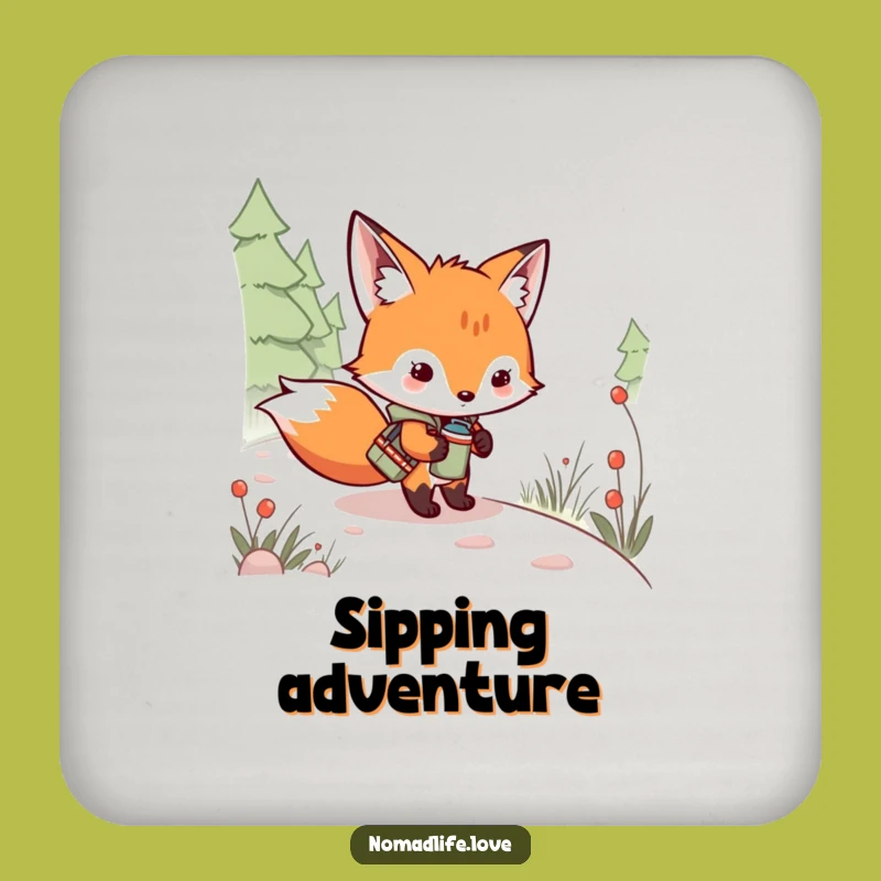Funny Fox Kit Path Coaster: Hilarious Drink Protection Gift