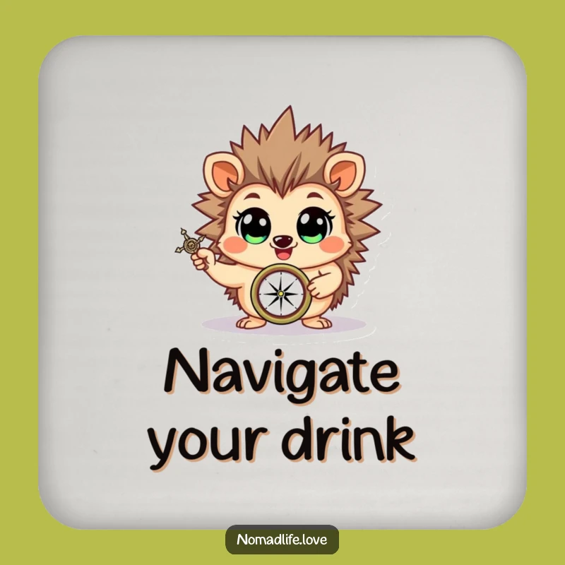 Funny Hedgehog Compass Coasters: Protect Surfaces with Adventurous Humor