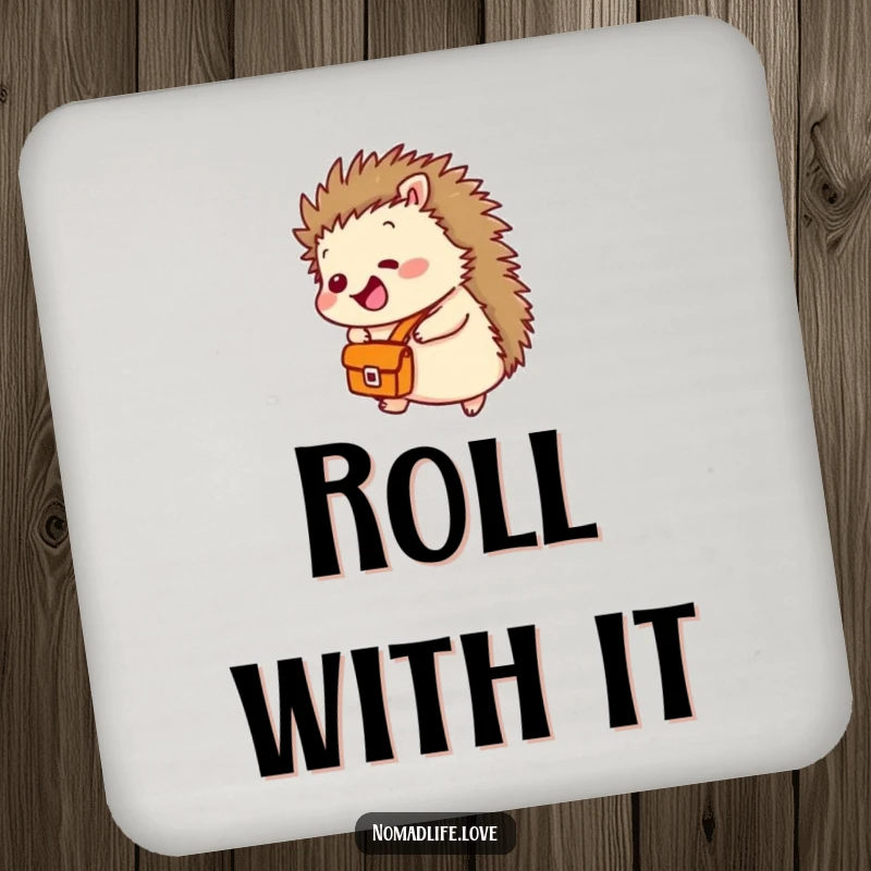 Funny Hedgehog Rolling Coaster showing a giggling hedgehog with a satchel, rolling downhill, protecting surfaces with charm.