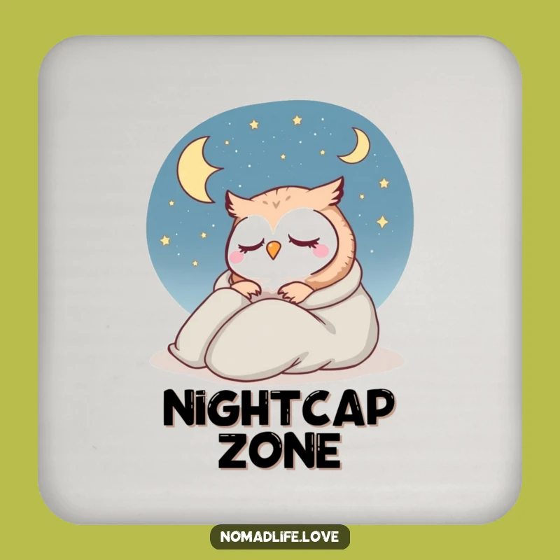 Funny Owl Sleeping Coaster: Hilarious Starry Night Drink Protection Gift