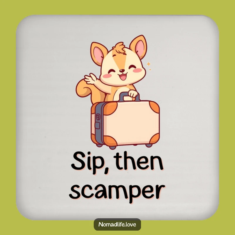 Funny Squirrel Suitcase Coaster: Wiggling Character Decor for Tables & Funny Gift