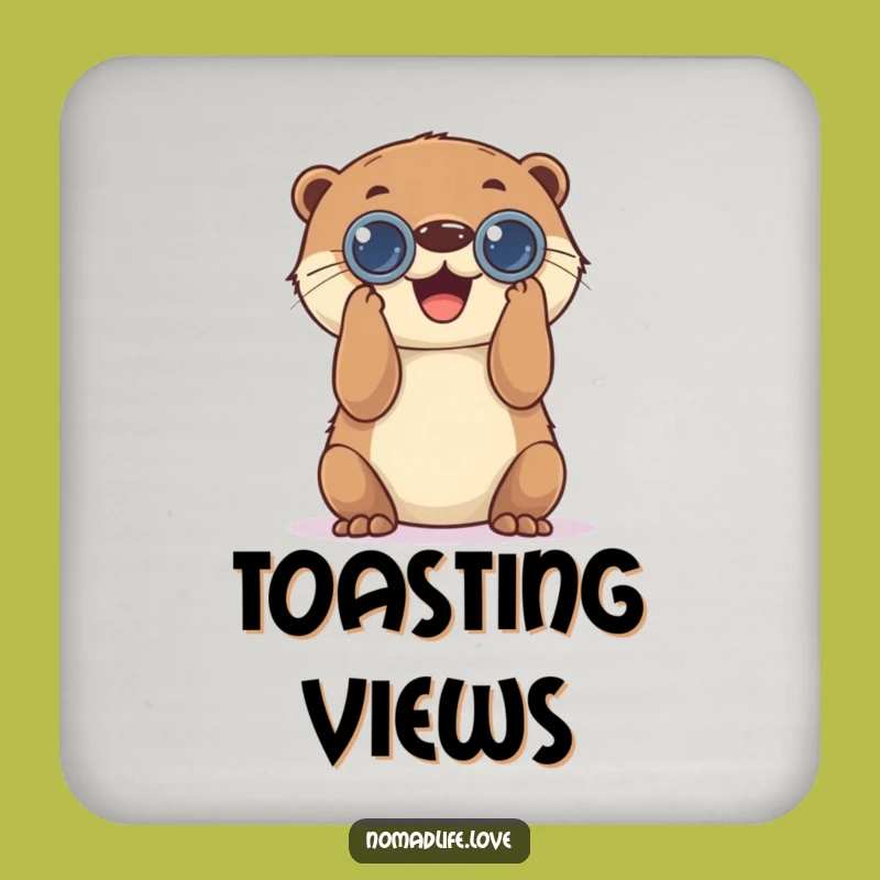 Funny Otter Binocular Coaster: Hilarious Observation Drink Protection Gift