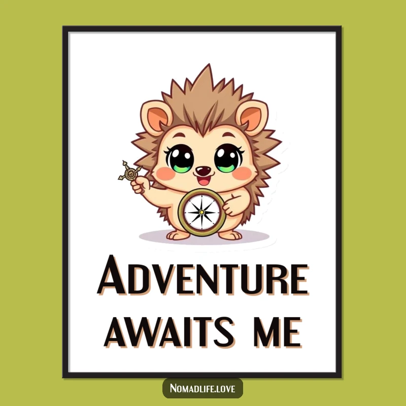 Funny Hedgehog Compass Poster: Inspire Your Walls with Adventure