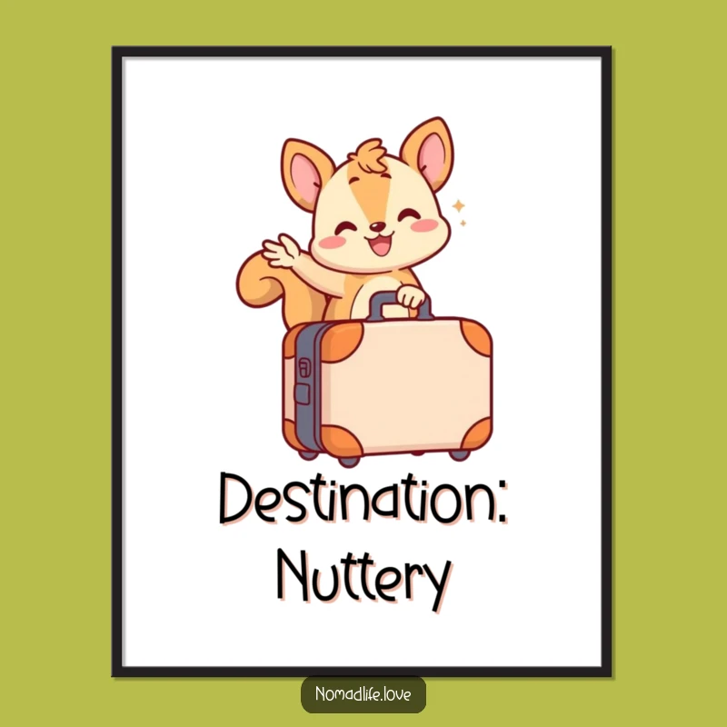 Funny Squirrel Suitcase Poster: Wiggling Character Art for a Joyful, Funny Gift