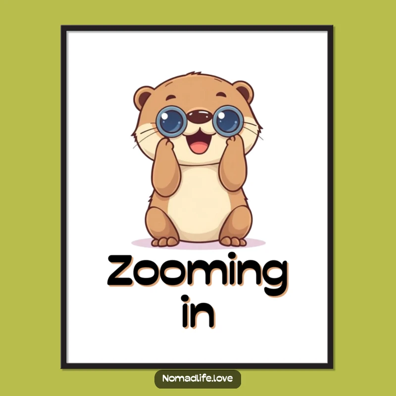 Funny Otter Binocular Poster: Hilarious Joyful Observation Art Gift