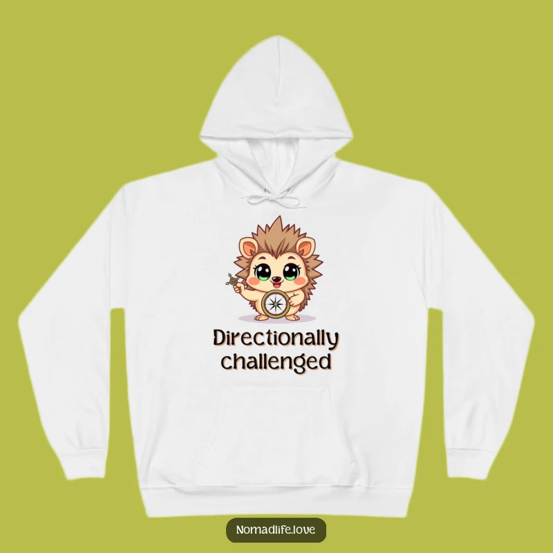Cozy Funny Hedgehog Compass Hoodie: Adventure-Ready and Hilarious Warmth