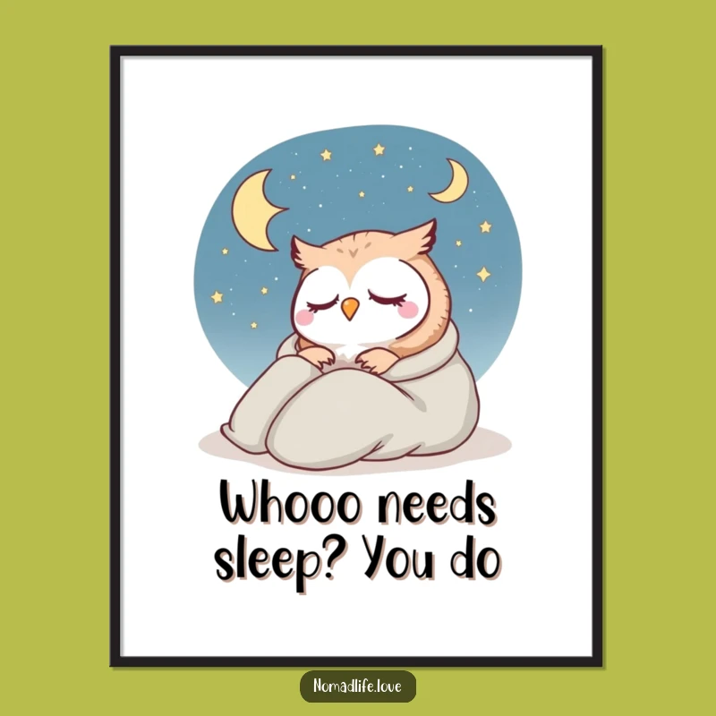 Funny Free Printable Wall Art: Owl's Starry Night Slumber Downloadable Decor