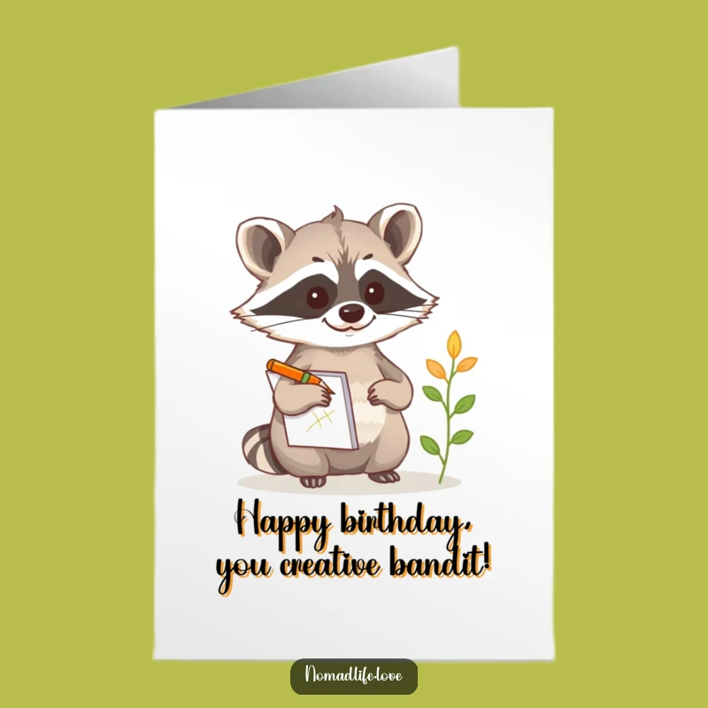 Free Printable Birthday Card: Curious Raccoon Sketches Fun Funny Downloadable Gift