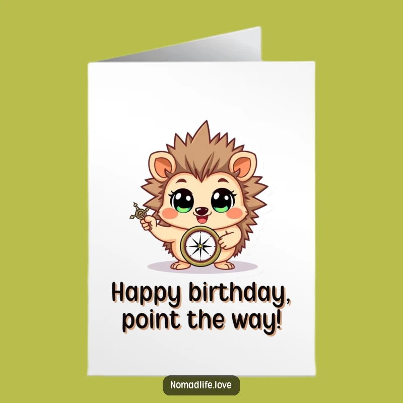 Free Printable Birthday Card: Hedgehog Explorer Fun Downloadable Gift
