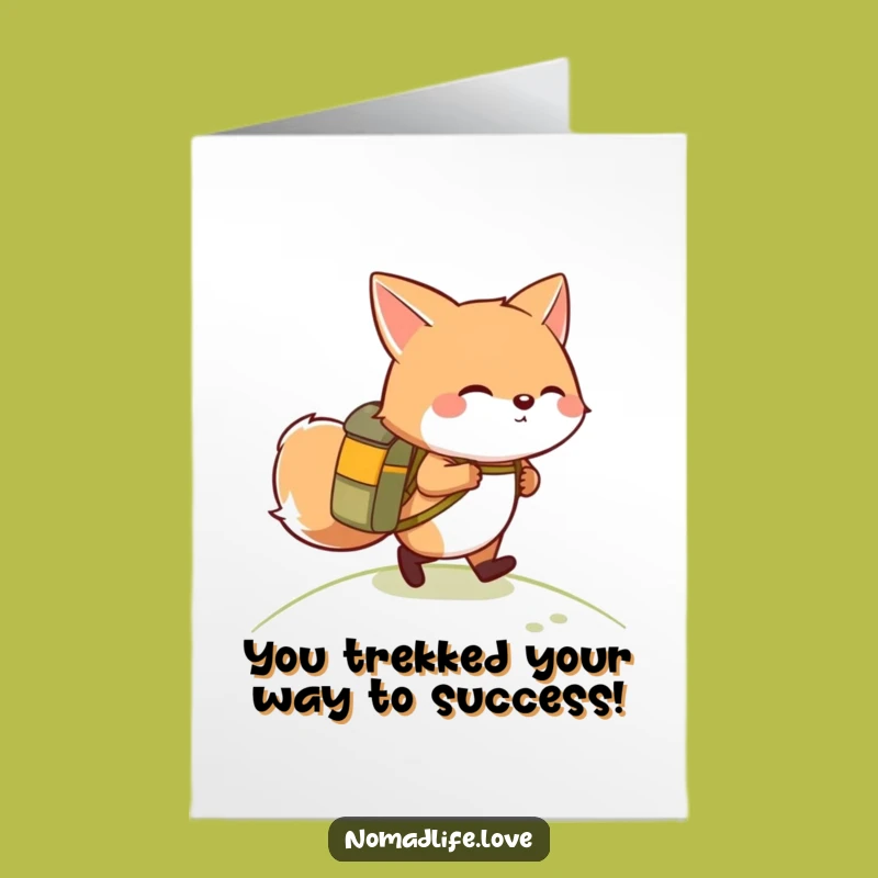 Free Printable Congrats Card: Fox Hiker Achievement Downloadable Gift
