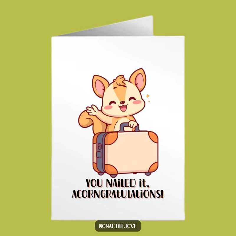 Free Printable Congrats Card: Squirrel's Journey Funny Downloadable Gift for Winners