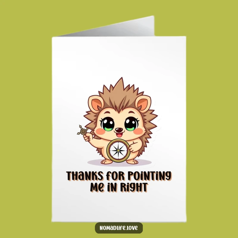 Free Printable Thank You Card: Hedgehog Guide Gratitude Downloadable Gift