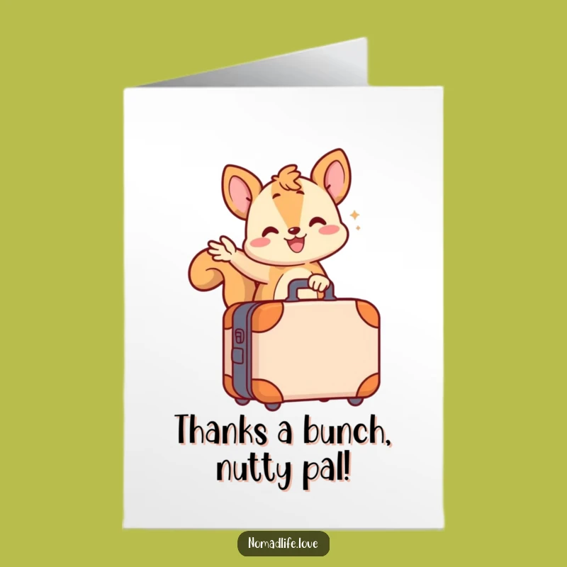 Free Printable Thank You Card: Squirrel's Travel Thanks Funny Downloadable Gift