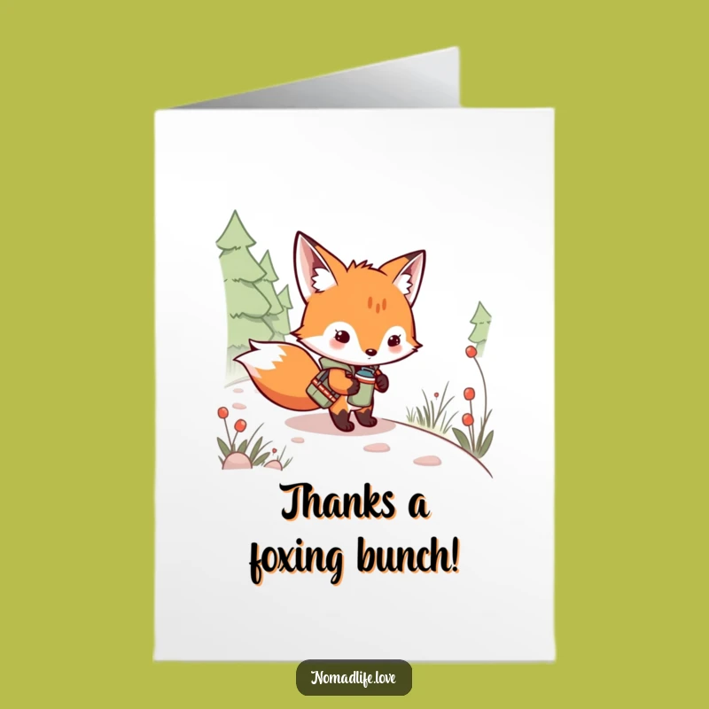 Funny Free Printable Thank You Card: Fox Kit Expresses Gratitude Downloadable Gift