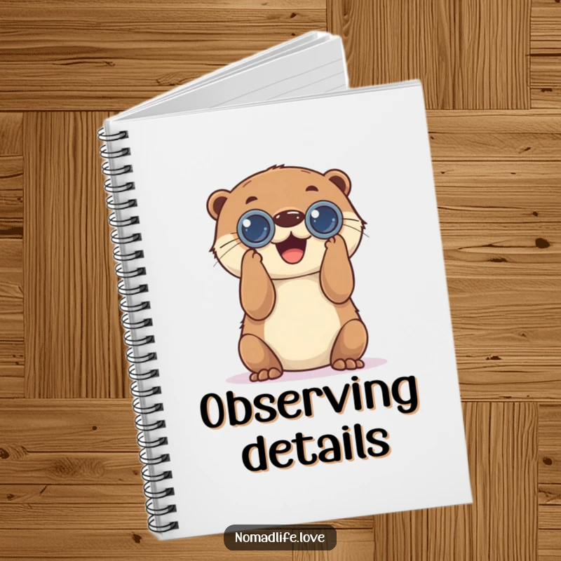 Funny Otter Binocular Notebook featuring a playful otter with binoculars, ideal for jotting down observations and ideas.